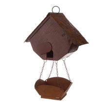 Load image into Gallery viewer, 12.91&quot;H Rustic Garden Distressed Wooden Decorative Birdhouse With Bird Bath
