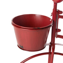 Load image into Gallery viewer, 25.98&quot; H Hand Painted Red Metal Standing  Bicycle Plant Stand
