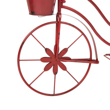 Load image into Gallery viewer, 25.98&quot; H Hand Painted Red Metal Standing  Bicycle Plant Stand
