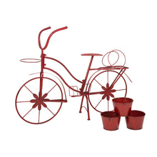 Load image into Gallery viewer, 25.98&quot; H Hand Painted Red Metal Standing  Bicycle Plant Stand
