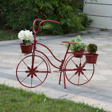 Load image into Gallery viewer, 25.98&quot; H Hand Painted Red Metal Standing  Bicycle Plant Stand
