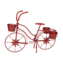 Load image into Gallery viewer, 25.98&quot; H Hand Painted Red Metal Standing  Bicycle Plant Stand
