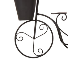 Load image into Gallery viewer, 15&quot;H Hand Painted Black Metal Standing Bicycle Plant Stand
