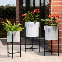 Load image into Gallery viewer, Set of 3 Washed White Metal Plant Stands
