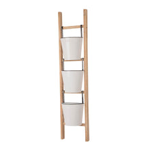 Load image into Gallery viewer, 42&quot;H Enameled Metal/Wood 3-Tier Leaning Ladder Plant Stand
