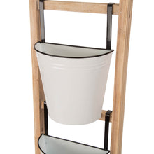 Load image into Gallery viewer, 42&quot;H Enameled Metal/Wood 3-Tier Leaning Ladder Plant Stand
