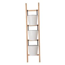 Load image into Gallery viewer, 42&quot;H Enameled Metal/Wood 3-Tier Leaning Ladder Plant Stand
