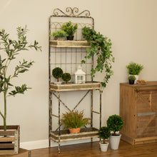 Load image into Gallery viewer, 68&quot;H Rustic Metal Shelf or Planter Rack with 3 Sturdy Tiers
