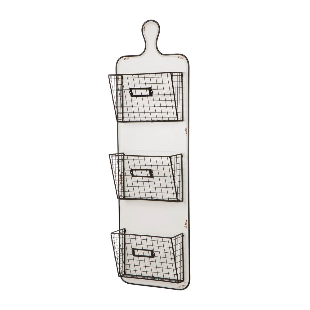 Farmhouse Metal Enamel Three-tier Wall Pocket