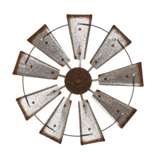 Load image into Gallery viewer, 22.05&quot;D Farmhouse Metal Galvanized Wind Spinner Wall Décor
