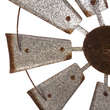 Load image into Gallery viewer, 22.05&quot;D Farmhouse Metal Galvanized Wind Spinner Wall Décor
