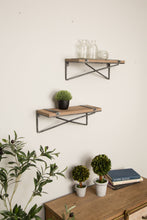 Load image into Gallery viewer, 15.75&quot;L Farmhouse Rustic Metal/Wooden Wall Shelves, Set of 2
