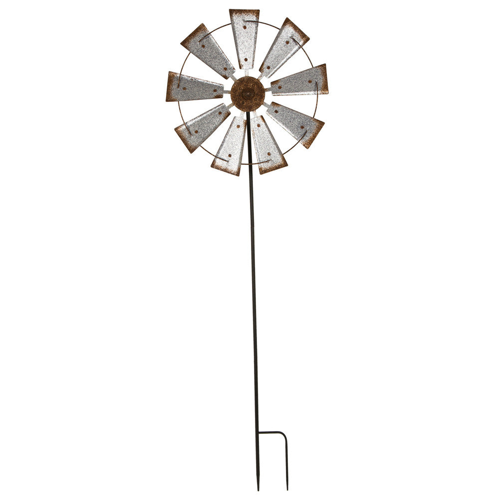 Farmhouse Metal Galvanized Windmill Yard Stake or Wall décor