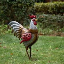 Load image into Gallery viewer, 21.25&quot;H Farmhouse Rustic Galvanized Metal Rooster Statue Décor
