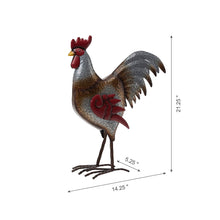 Load image into Gallery viewer, 21.25&quot;H Farmhouse Rustic Galvanized Metal Rooster Statue Décor
