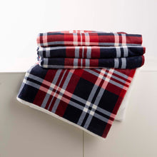 Load image into Gallery viewer, 72&quot;L*48&quot;W Flannel Red/Blue/White Plaid Reversible Duvet Cover
