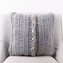 Load image into Gallery viewer, 18&quot;L*18&quot;W Gray Handmade Acrylic Cable Knit Pillow Cover
