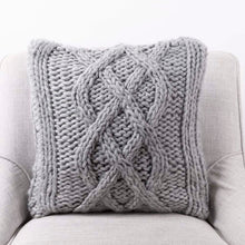 Load image into Gallery viewer, 18&quot;L*18&quot;W Gray Handmade Acrylic Cable Knit Pillow Cover
