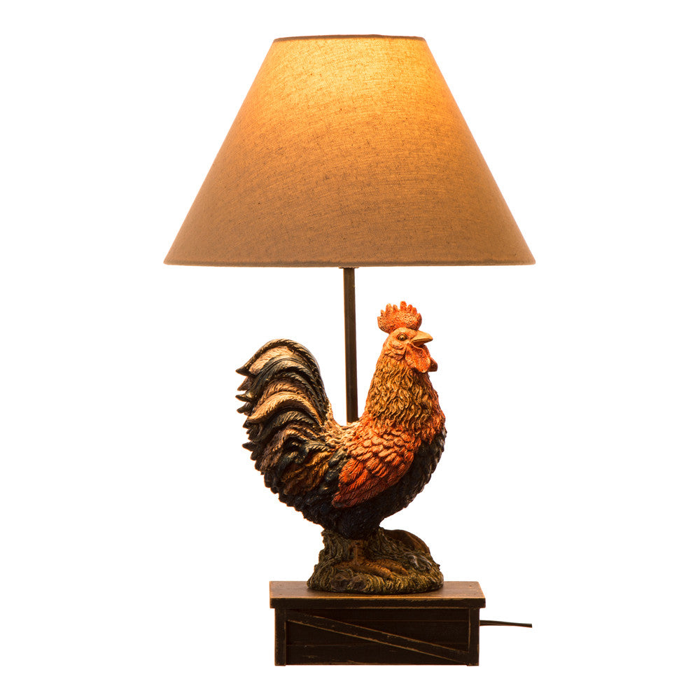 19.69''H Polyresin  Crowing Rooster Table Lamp in Barnyard Finish