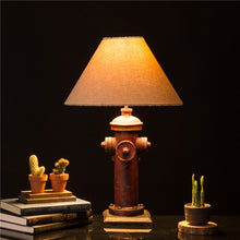 Load image into Gallery viewer, Vintage Style Hydrant Novelty Table Lamp with Burlap Shade
