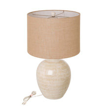 Load image into Gallery viewer, 25.5&quot;H Cream Ceramic Table Lamp w/Burlap Shade
