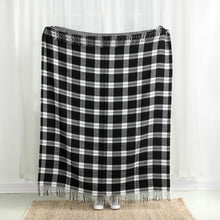 Load image into Gallery viewer, 60&quot;L*50&quot;W Acrylic Reversible Black/White Plaid Woven Throw 530g
