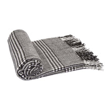 Load image into Gallery viewer, 60&quot;L*50&quot;W Acrylic Reversible Black/White Plaid Woven Throw 530g
