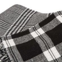 Load image into Gallery viewer, 60&quot;L*50&quot;W Acrylic Reversible Black/White Plaid Woven Throw 530g
