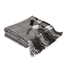 Load image into Gallery viewer, 60&quot;L*50&quot;W Acrylic Reversible Black/White Plaid Woven Throw 530g
