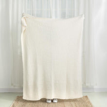 Load image into Gallery viewer, 60&quot;L*50&quot;W Knitted Polyester Beige Feather Yarn Throw Blanket 800g
