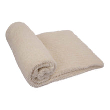 Load image into Gallery viewer, 60&quot;L*50&quot;W Knitted Polyester Beige Feather Yarn Throw Blanket 800g
