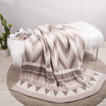 Load image into Gallery viewer, 60&quot;L*50&quot;W Knitted Polyester Geometric Pattern Feather Yarn Throw Blanket 1000g
