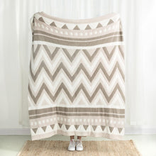 Load image into Gallery viewer, 60&quot;L*50&quot;W Knitted Polyester Geometric Pattern Feather Yarn Throw Blanket 1000g
