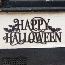 Load image into Gallery viewer, 23.94&quot;L Metal &quot;HAPPY HALLOWEEN&quot; Wall Sign
