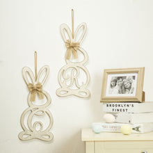 Load image into Gallery viewer, Handcrafted Wooden Monogram &quot;A&quot; Bunny Wall Hanging Sign
