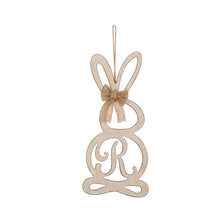 Load image into Gallery viewer, Handcrafted Wooden Monogram &quot;R&quot; Bunny Wall Hanging Sign
