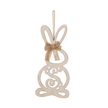 Load image into Gallery viewer, Handcrafted Wooden Monogram &quot;S&quot; Bunny Wall Hanging Sign
