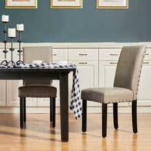 Load image into Gallery viewer, High-Back Gray PU Upholstered Dining Chair with Studded Decor, Set of 2
