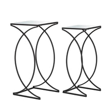 Load image into Gallery viewer, Black Metal Nesting Accent Table with Square Glass Top, Set of 2
