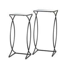 Load image into Gallery viewer, Black Metal Nesting Accent Table with Square Glass Top, Set of 2
