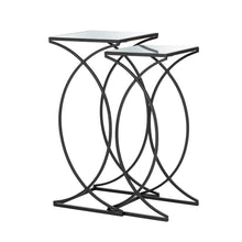 Load image into Gallery viewer, Black Metal Nesting Accent Table with Square Glass Top, Set of 2
