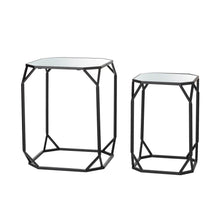 Load image into Gallery viewer, Black Metal Nesting  Side &amp; End Accent Table with Glass Top, Set of 2
