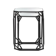 Load image into Gallery viewer, Black Metal Nesting  Side &amp; End Accent Table with Glass Top, Set of 2
