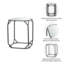 Load image into Gallery viewer, Black Metal Nesting  Side &amp; End Accent Table with Glass Top, Set of 2
