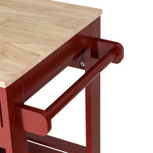 Load image into Gallery viewer, 34.25&quot;H Red Wooden Basic Kitchen Cart/Island with Solid Oak Top
