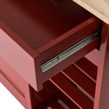 Load image into Gallery viewer, 34.25&quot;H Red Wooden Basic Kitchen Cart/Island with Solid Oak Top
