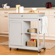 Load image into Gallery viewer, 34.25&quot;H Gray Wooden Basic Kitchen Cart/Island with Solid Oak Top
