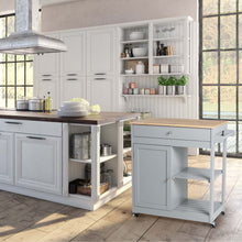 Load image into Gallery viewer, 34.25&quot;H Gray Wooden Basic Kitchen Cart/Island with Solid Oak Top
