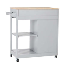 Load image into Gallery viewer, 34.25&quot;H Gray Wooden Basic Kitchen Cart/Island with Solid Oak Top
