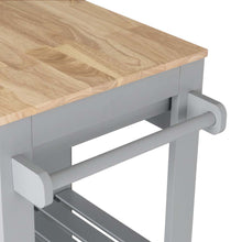 Load image into Gallery viewer, 34.25&quot;H Gray Wooden Basic Kitchen Cart/Island with Solid Oak Top
